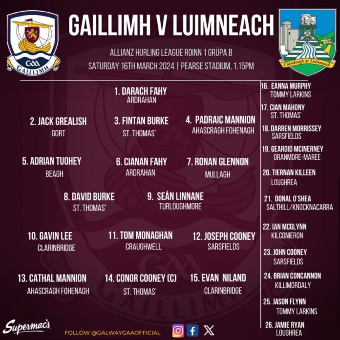 Galway team to play Dublin Galway team to play Dublin